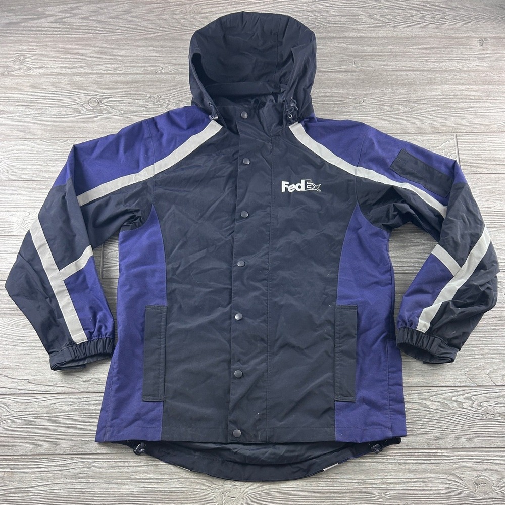 FedEx Stan Herman VF Imagewear Rain Jacket Navy Purple Reflective Mens Medium